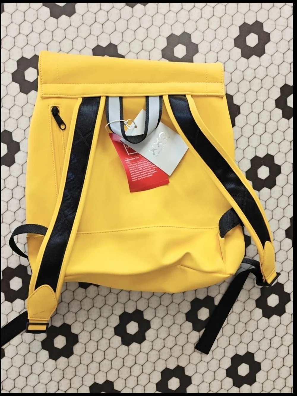 Hunter Bright Yellow Roll-Top Backpack with Black Straps